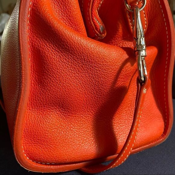 Ralph Lauren Tangerine Pebbled Leather Silver Trim "Proprietor" Satchel Hand Bag - Picture 5 of 16